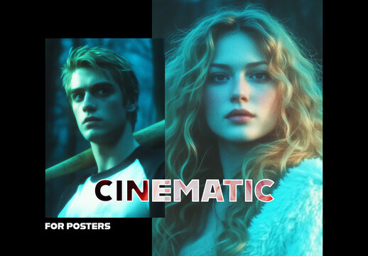 Cinematic Glow Poster Photo Effect Mockup