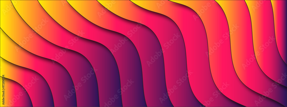 Aufkleber Wavy Abstract Paper Cut 3D Layered Design in Green Gradient. Digital light wavey line shape with Luxury background texture. Striped 3D Texture - Background Illustration, Vector