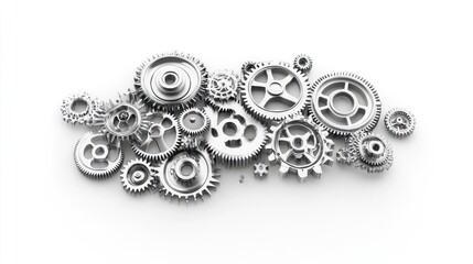 Intricate arrangement of gears, highlighting mechanical design concepts,illustrator 3D 