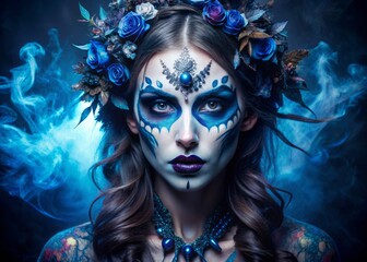 Naklejka premium * fiendish fantasy makeup art dark fantasy realms misty shadows indigo blues