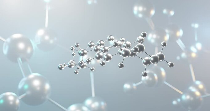 Linezolid rotating 3d molecule, molecular structure of antibiotic, seamless video