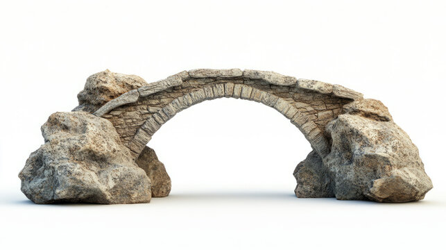 A bridge connecting two cliffs, depicting overcoming challenges and finding a way, isolated on a white background