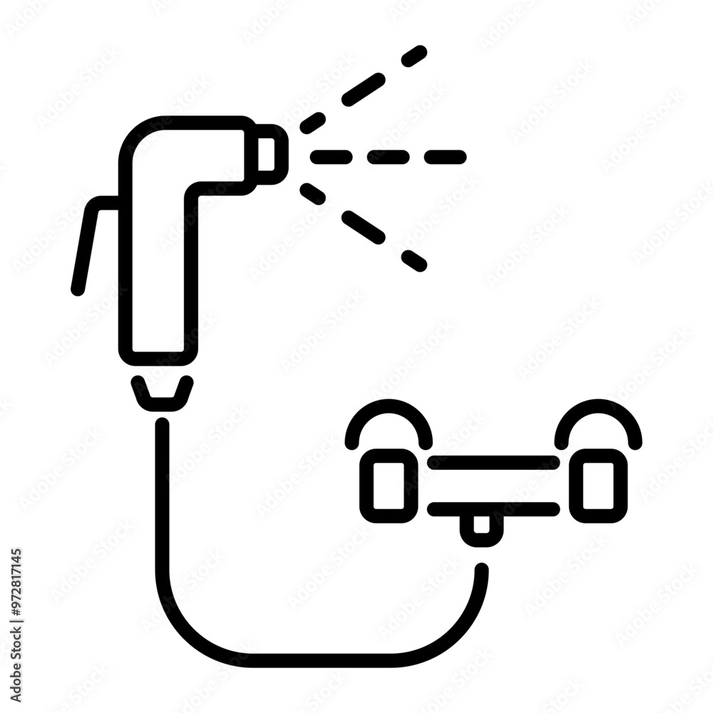 Wall mural A line icon of bidet sprayer 