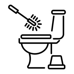 A line icon of toilet cleaning 