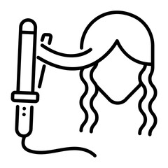 A line icon of hair curler 