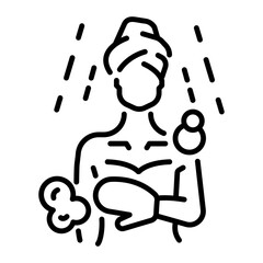 A line style icon of shower glove 