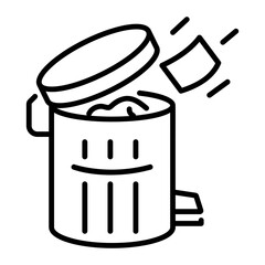 Pedal bin icon in outline style