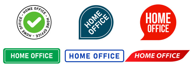 Obraz premium Home office stamp colorful badge work from home remote working freelance job design set collection
