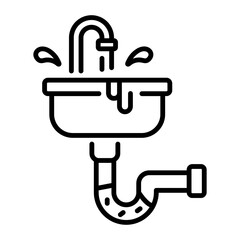 Clogged sink icon in linear style 