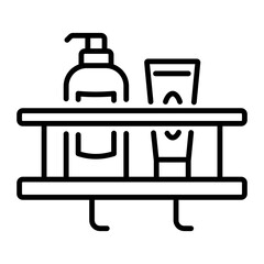 A line icon of bathroom shelves 