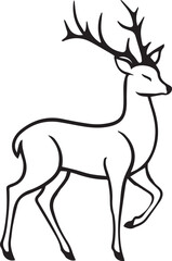 line art deer silhouette vector art.
