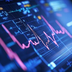 A close-up of an EKG monitor displaying abnormal heart rhythms, indicating ischemic heart disease