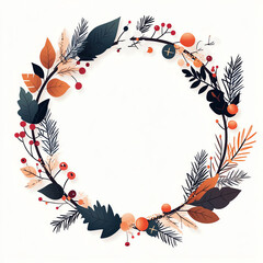 Naklejka premium A beautiful decorative wreath made of colorful leaves and berries, perfect for seasonal events and celebrations.