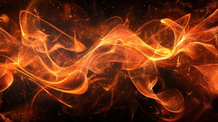 Fototapeta premium dynamic composition of leaping flames and spiraling sparks against a dark background creating an abstract mesmerizing display of fires raw energy and beauty