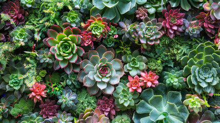Vibrant succulent arrangement in vertical garden design