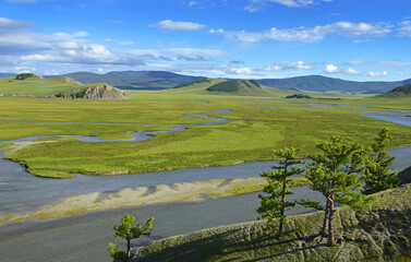 The valley of the Egiin Gol river flowing out of the lake Chövsgöl núr (Khövsgöl), Khövsgöl and Bulgan aimags in northern Mongolia © Pecold