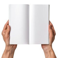 Blank Open Book Held by Hands  Mockup Template  Isolated  White Paper