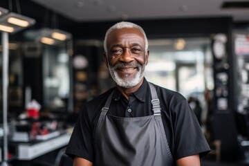 Obraz premium Portrait of a middle aged black man hair salon owner