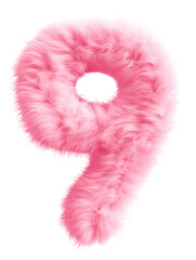 PNG  Fur letter 9 pink white background accessories.