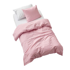 Pink Bedding Set with White Pillow on Bed