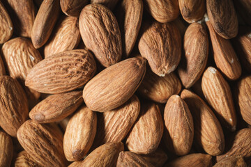 peeled almonds top view close-up