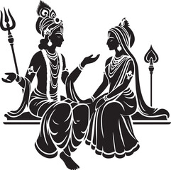 Rad ha Krishna  design silhouette vector art.