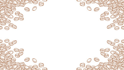 coffee beans background. Coffee beans in frame, border. Coffee beans isolated on a white background. Coffee Beans Illustration for packaging.