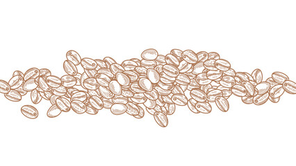 coffee beans background. Coffee beans in frame, border. Coffee beans isolated on a white background. Coffee Beans Illustration for packaging.