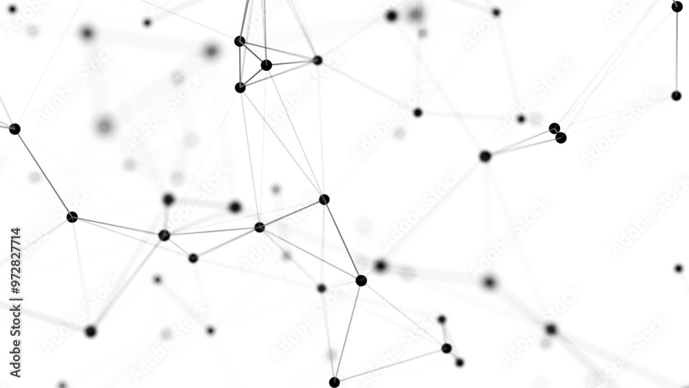 Poster Modern design of network connection structure. Abstract background with interlacing dots and lines. 3D rendering.