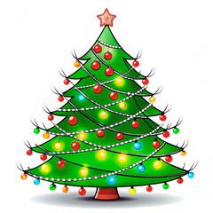Obraz premium Illustration of a Christmas tree with decorations. 