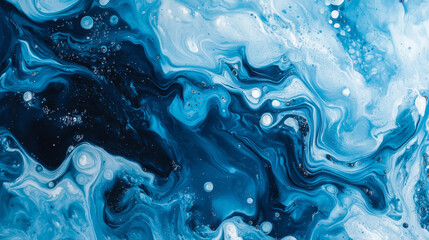 Naklejka premium A blue ocean with a lot of white bubbles