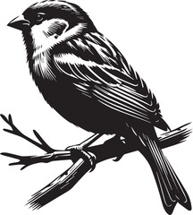 Sparrow silhouette vector illustration.