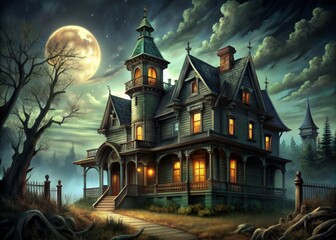 Obraz premium Creepy Haunted House Desktop Backgrounds