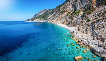 The beautiful coast of Alonissos island with remote beaches and pristine, emerald sea, Sporades, Greece