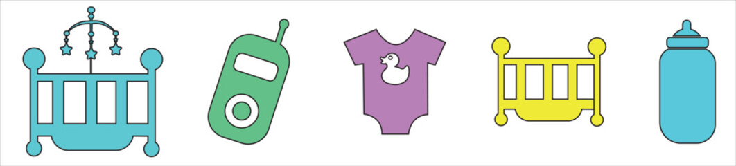 Obraz premium Baby related icon set. Icon set for baby infant concept vector illustration 