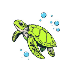 editable vector sea  turtle mascot logo. cute cartoon sea turtle.