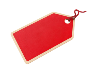 Vibrant red price tag with wooden border, perfect for labeling items in retail or personal projects.