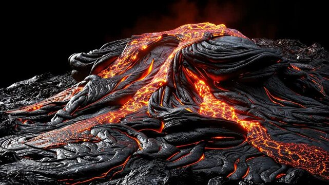 Molten Fire: A close-up of molten lava flowing and glowing, capturing the raw power and beauty of nature's fiery forces. The contrast of the dark background against the fiery orange lava creates a dra