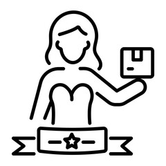Linear style icon of brand ambassador advertising 