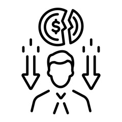 A line style icon of low sales  