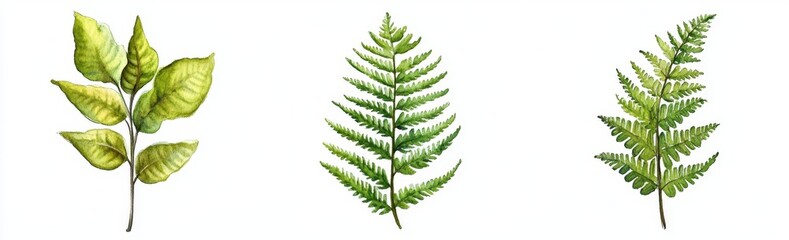 Obraz premium A beautiful watercolor painting of tropical leaves on white paper