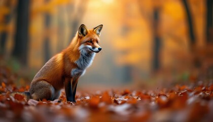 Fototapeta premium red fox in the woods