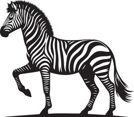  African zebra side and front view outline striped silhouette animal design flat vector illustration isolated on white background.