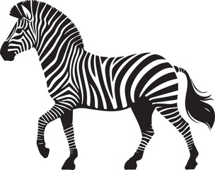  African zebra side and front view outline striped silhouette animal design flat vector illustration isolated on white background.