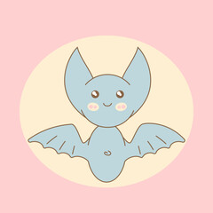 Cute bat, Halloween element. Simple, flat, cartoon illustration in kawaii style.