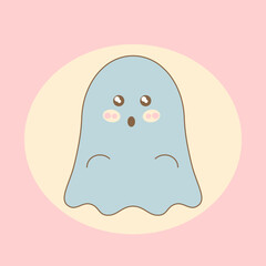 Kawaii the ghost of Halloween. Cute, flat character. 