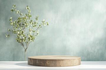 An Industrial Rustic Podium takes center stage, showcasing products against a backdrop of vibrant Gritty Urban Art, creating an engaging and dynamic visual experience.