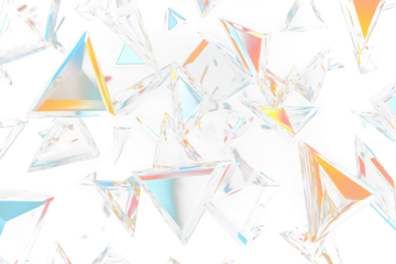 Transparent 3D Glass Triangle Prism Shape Isolated on White Background