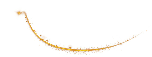 Fototapeta premium Abstract light lines of motion and speed with sparks of yellow color. Light everyday luminous effect. Semicircular wave, light trace curve swirl. PNG.