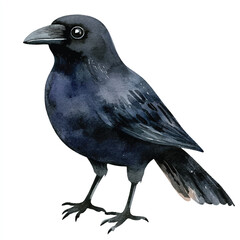 cute Crow watercolor clipart illustration isolated